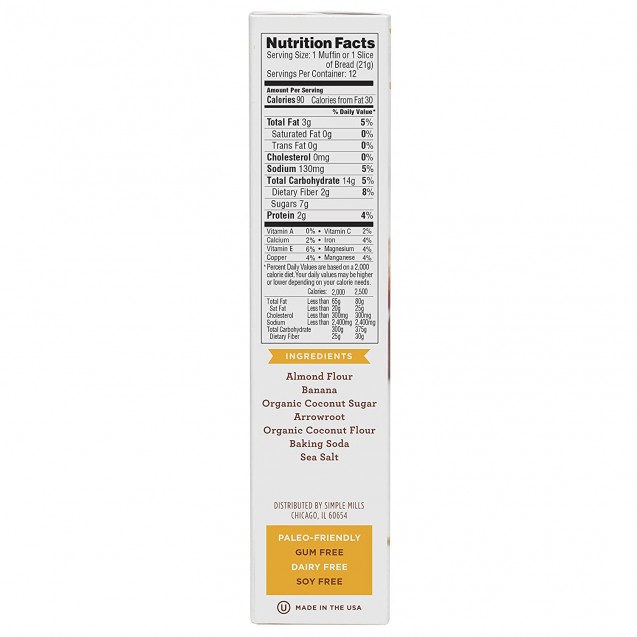Simple Mills Almond Flour Muffin Mix Banana Gluten Free (6x9Oz)
