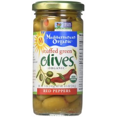 Mediterranean Organics Stuffed Green Olives Red Peppers (12x8.5Oz)