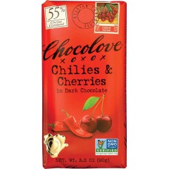 Chocolove Dark Chilies & Cherry Bar (12x3.2 Oz)