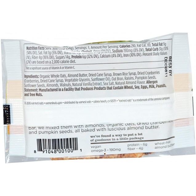 Earnest Eats Trail Mix Almond Bars (12x1.9Oz)