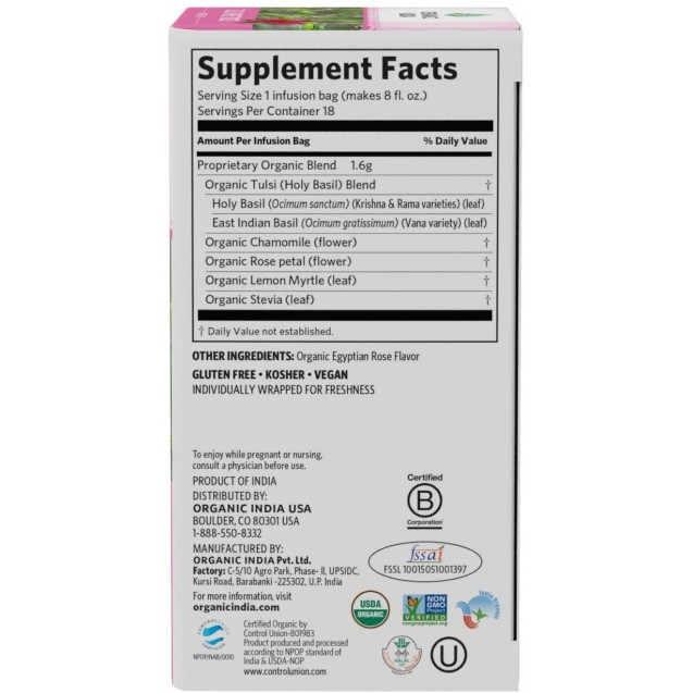 India Sweet Rose Tulsi Tea (6x18 CT)