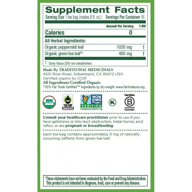 Traditional Medicinals Peppermint Tea (6x16 Bag)